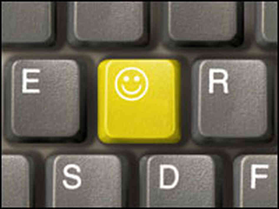 Computer keyboard with a happy-face key Computer keyboard with a happy-face key