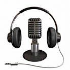 a pair of headphones and an audio microphone