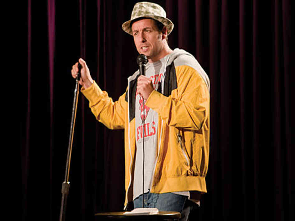 Adam Sandler doing stand-up comedy as George Simmons in Funny People. Adam Sandler doing stand-up comedy as George Simmons in Funny People.