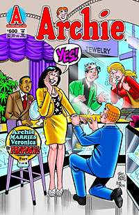 The cover of the Archie comic book in which he proposes to Veronica.
