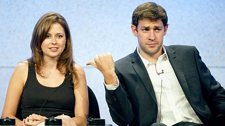 Jenna Fischer and John Krasinski of The Office at the 2005 Television Critics Association press tour.
