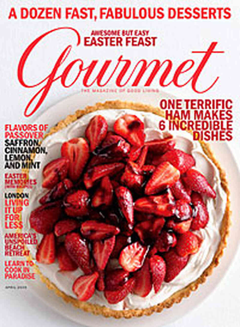 The April 2009 cover of Gourmet magazine. The April 2009 cover of Gourmet magazine.