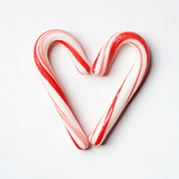 a heart made of candy canes.