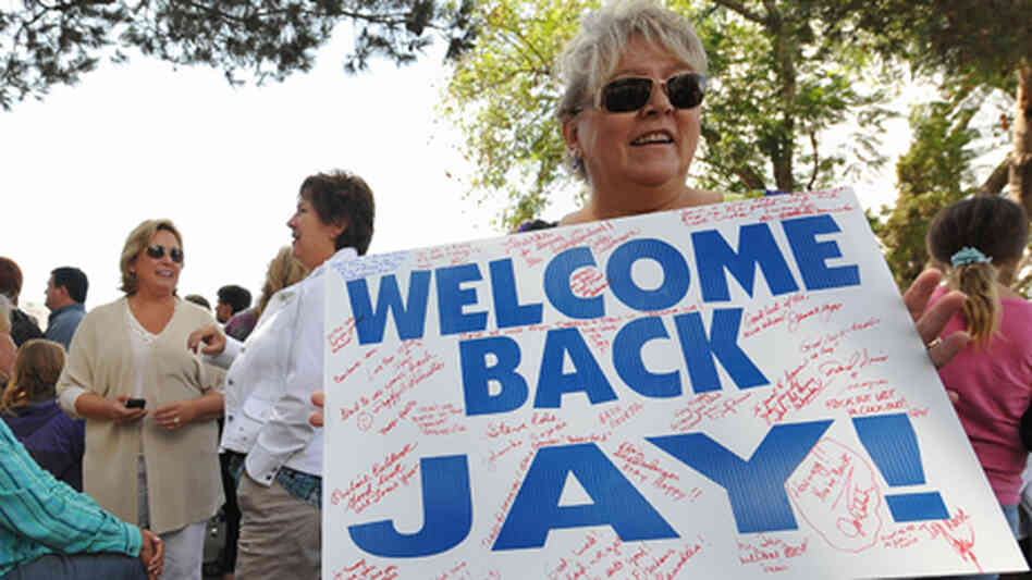 A fan holds a sign outside the premiere taping of The Jay Leno Show in the fall of 2009. A fan holds a sign outside the premiere taping of The Jay Leno Show in the fall of 2009.