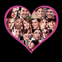 A collage of stars appearing in 'Valentine's Day'.