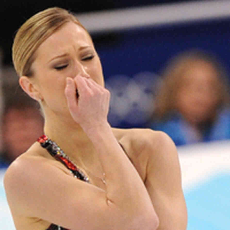 Joannie Rochette cries after her performance in the short program. Joannie Rochette cries after her performance in the short program.