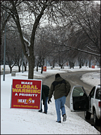 Protest sign at Republican debate in Iowa.