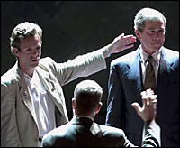 Mark McKinnon with then Gov. Bush in 2000