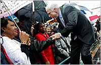 Sen. John McCain shakes hands with crowd members after his speech honoring Martin Luther King at the Lorraine Motel in Memphis.