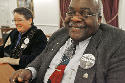 Vermont member of the Electoral College Kevin Christie of White River Junction, smiles after casting his ballot for Barack Obama in Montpelier, Vt., Monday, Dec. 15, 2008.