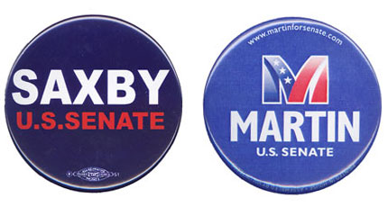 Saxby and Martin campaign buttons.