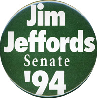Jim Jeffords Senate 94 campaign button