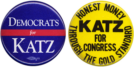 Democrats for Katz and Katz for Congress buttons.