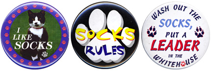 Socks the cat buttons.