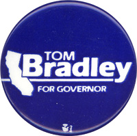 Tom Bradley for governor campaign button.