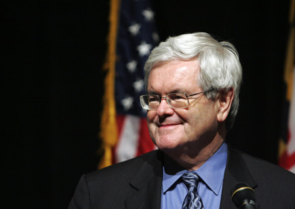 Former House Speaker Newt Gingrich smiles at a fundraiser for US Rep. Wayne Gilchrest on Jan. 10, 2008, in Annapolis, Md. Photo: AP Photo, Rob Carr.