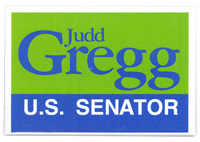 Judd Gregg U.S. Senator campaign button.