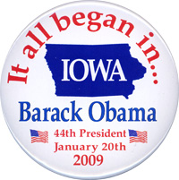 Iowa-Obama inauguration button.