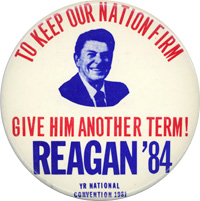 Reagan 84 campaign button.