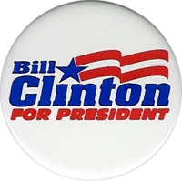 Bill Clinton for president button.