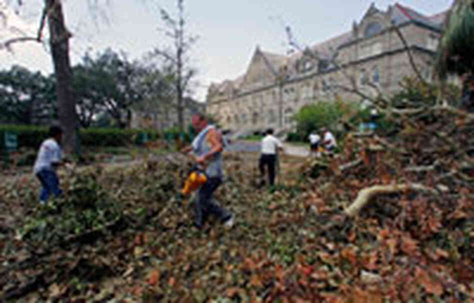 Cleaning up debris at Tulane after Katrina. Cleaning up debris at Tulane after Katrina.