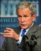 President Bush, at the press conference this morning. President Bush, at the press conference this morning.