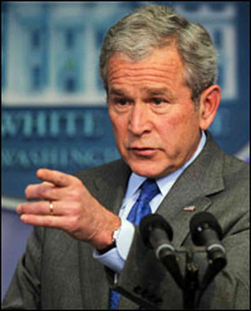 President Bush, at the press conference this morning. President Bush, at the press conference this morning.