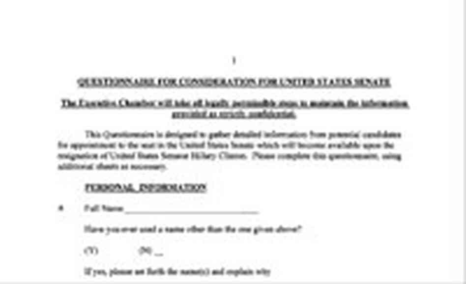 Senate questionnaire Senate questionnaire