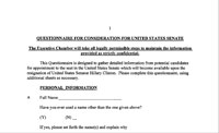 Senate questionnaire