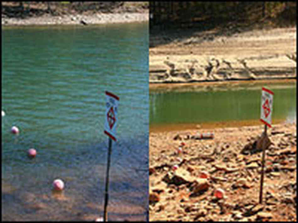 Georgia's Lake Lanier, a year ago versus now.