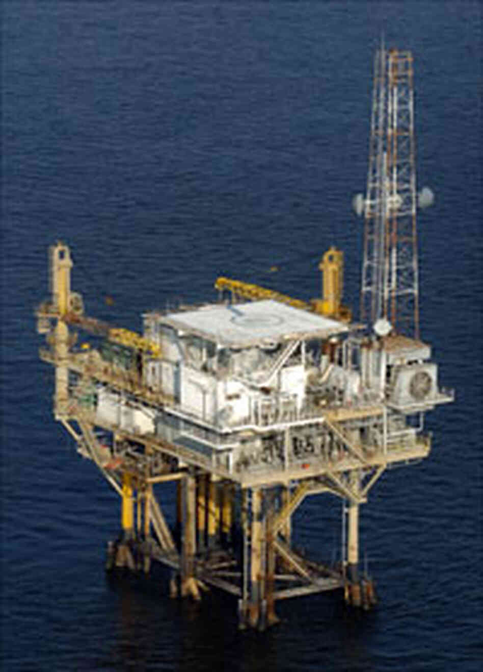 An oil platform in the Gulf of Mexico. An oil platform in the Gulf of Mexico.