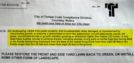 an official notice about a bad landscape