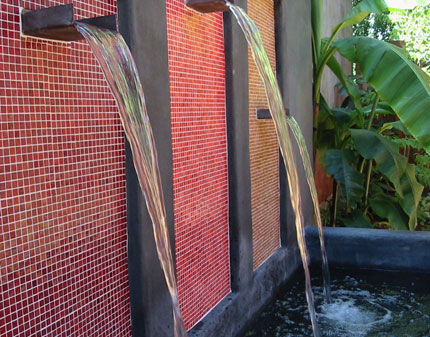 close-up of fountain scuppers