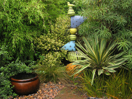 foliage and bubbling fountain
