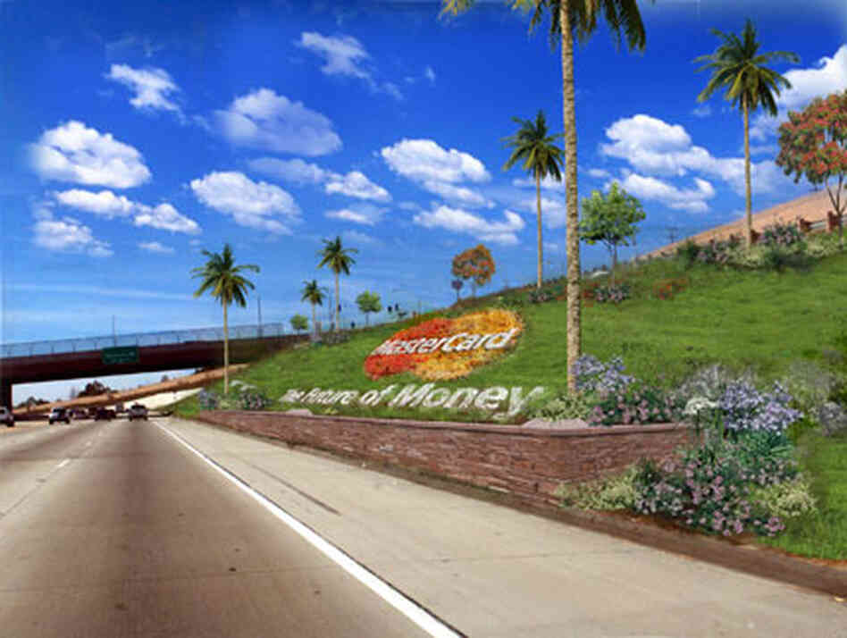 credit card logo growing along highway credit card logo growing along highway