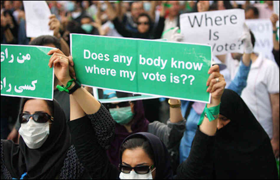 Thousands of people continue to protest the recent Iran presidential elections in the streets of T Thousands of people continue to protest the recent Iran presidential elections in the streets of T
