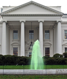 The fountain in front of the White House flows with green water, Tuesday, March 17, 2009, in honor The fountain in front of the White House flows with green water, Tuesday, March 17, 2009, in honor