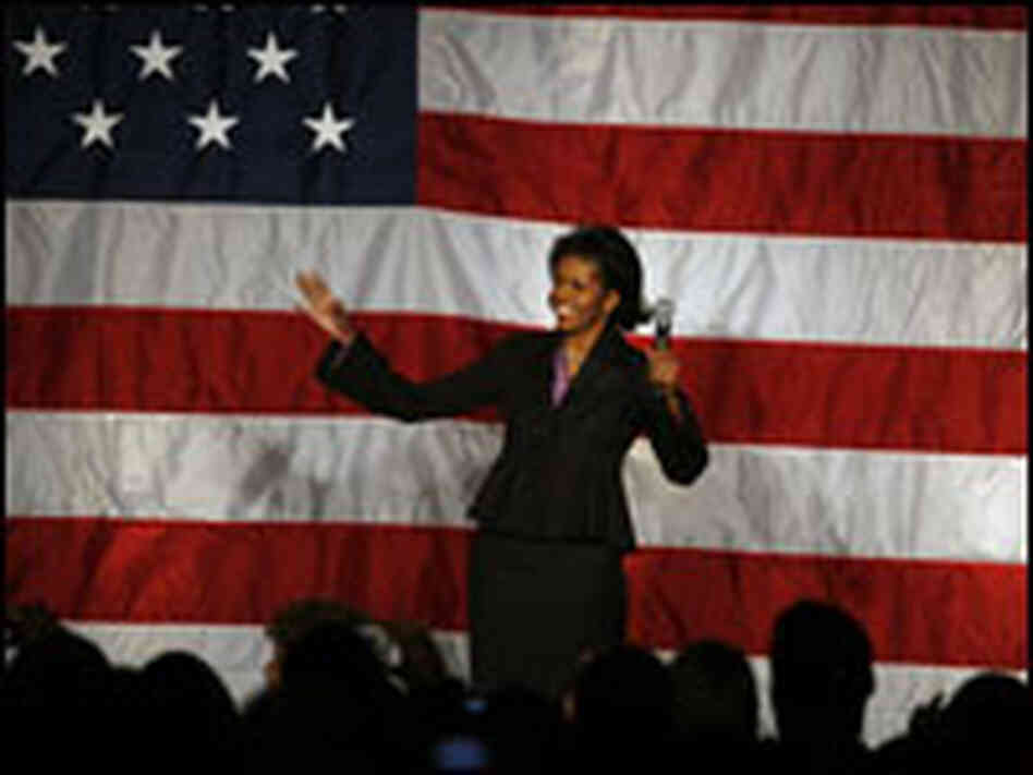 Michelle Obama speaks at a fundraising event in March. Photo by Michael Nagle/Getty Images. Michelle Obama speaks at a fundraising event in March. Photo by Michael Nagle/Getty Images.