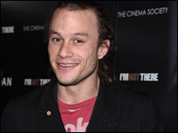 The late Heath Ledger attends the New York premiere of <em>I'm Not There</em> in November. Photo by Stephen Lovekin/Getty Images.