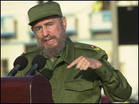 Cuban leader Fidel Castro gives a speech in Havana in May 2004.