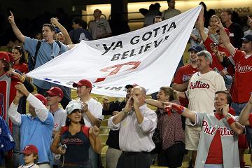 Fans Cheer as Phils win the NLCS