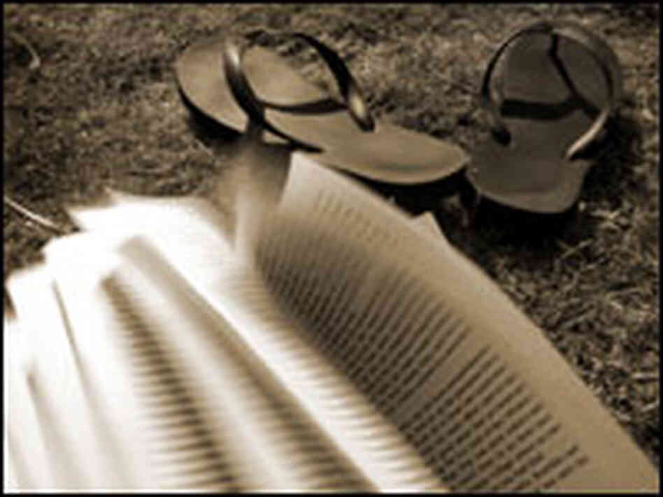 Book and flip-flops Book and flip-flops