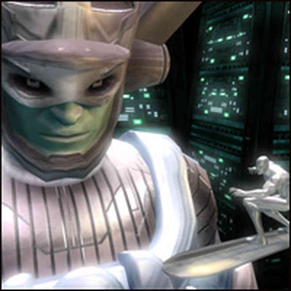 The Silver Surfer fights evil The Silver Surfer fights evil