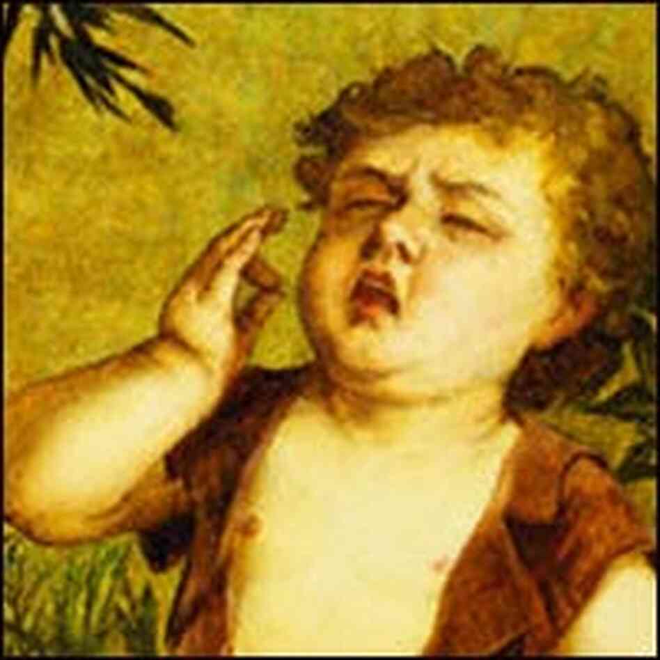 Painting of a child sneezing Painting of a child sneezing
