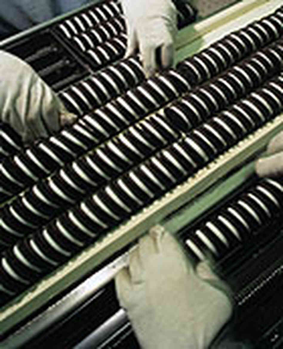 Conveyor belt of Oreos. Conveyor belt of Oreos.