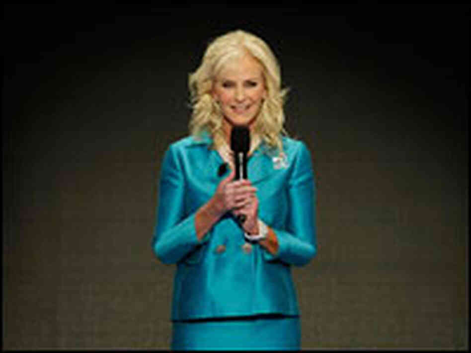 Cindy McCain tells the delegates that her husband, John McCain, is a "source of inspiration."