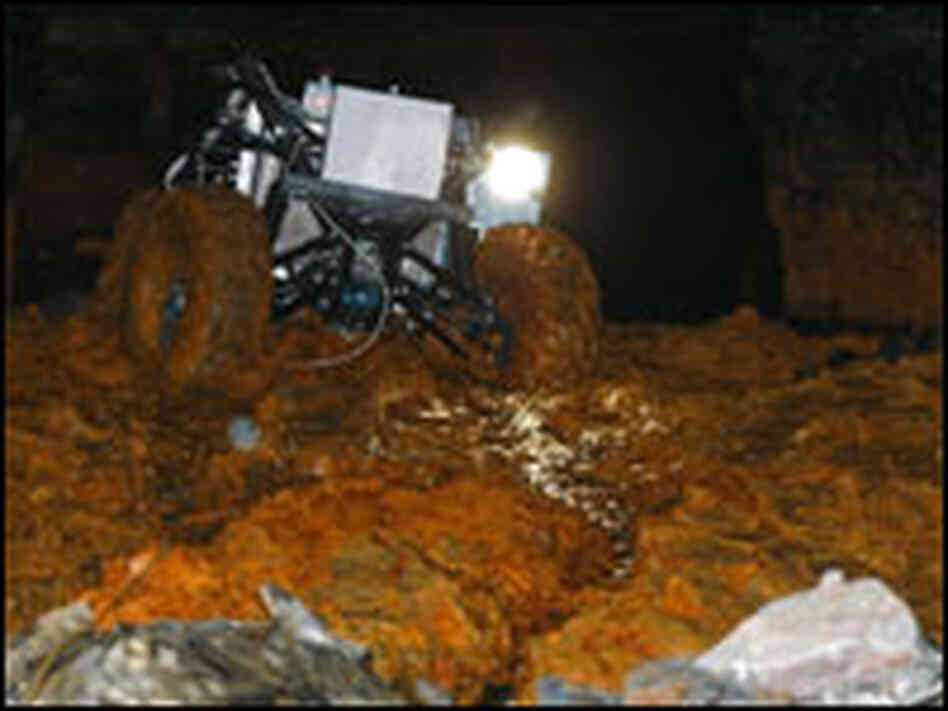 A mining robot, called Groundhog, in action at a Pennsylvania coal mine. A mining robot, called Groundhog, in action at a Pennsylvania coal mine.