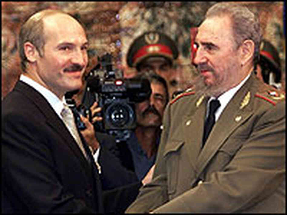 Castro greets Lukashenko Castro greets Lukashenko