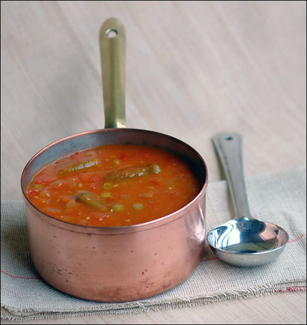Okra and split yellow pea stew