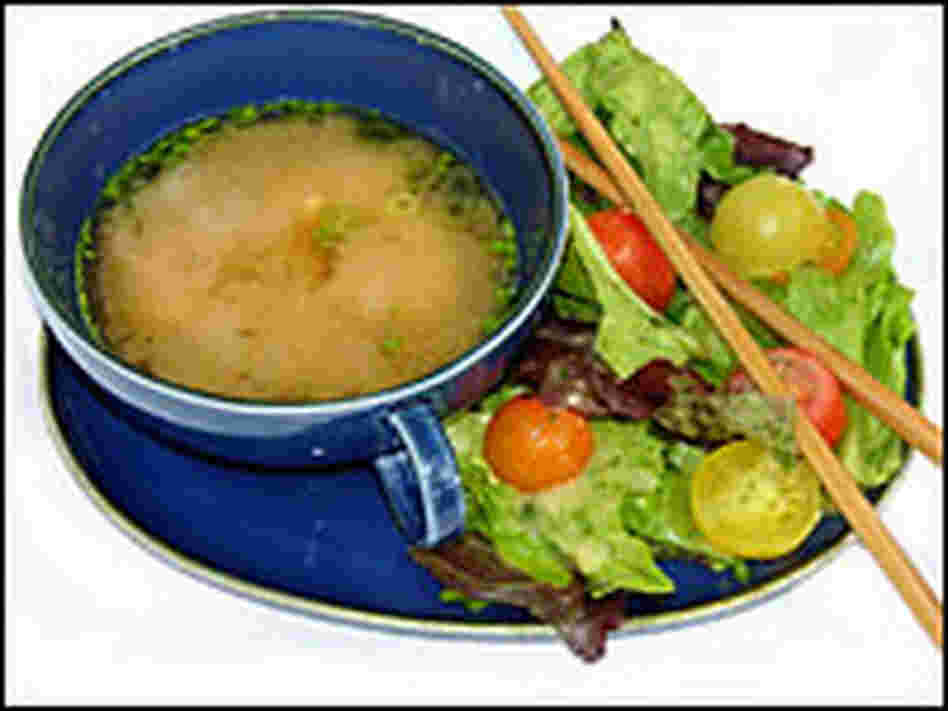 Soup and salad, miso-style.